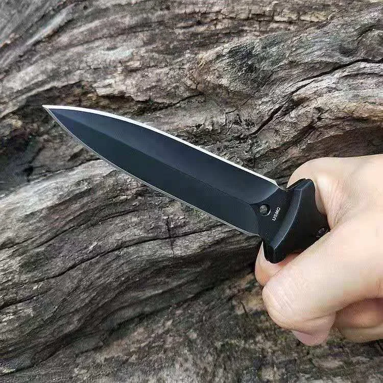 Tactical Fixed Knife Black Stainless Steel Blade ABS Handle with Kydex Sheath EDC Outdoor Knives Hunting Camping Pocket Tool