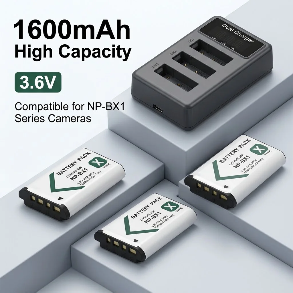 PURFIELD NP-BX1 1600mAh Battery Pack & Charger compatible with Sony DSC RX1 RX100 HX300 HX400 WX350 digital camera devices