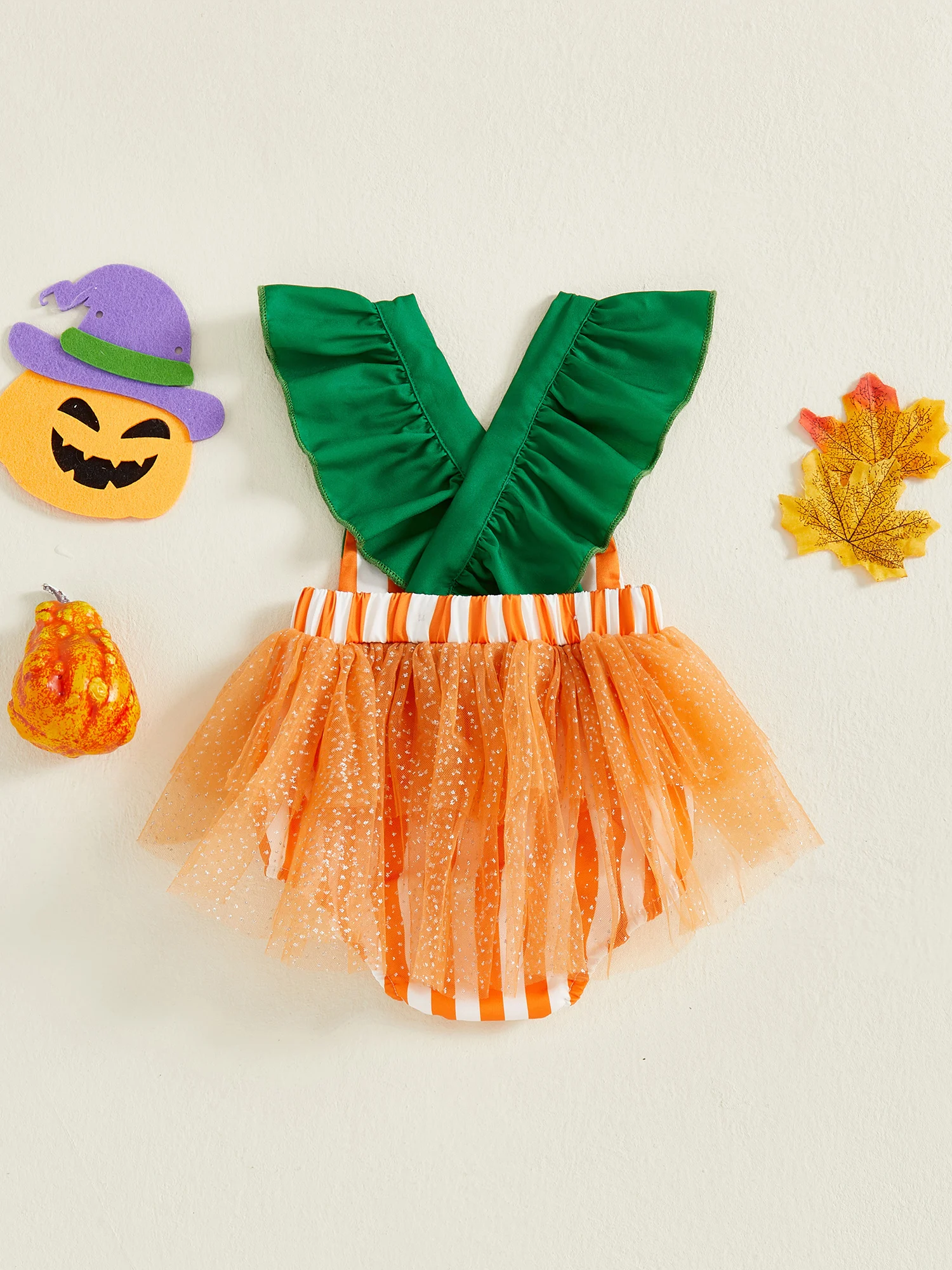 Kombinezon dla malucha z nadrukiem ducha, długi rękaw, kostium na Halloween, strój na straszny jesień z siateczkowymi detalami