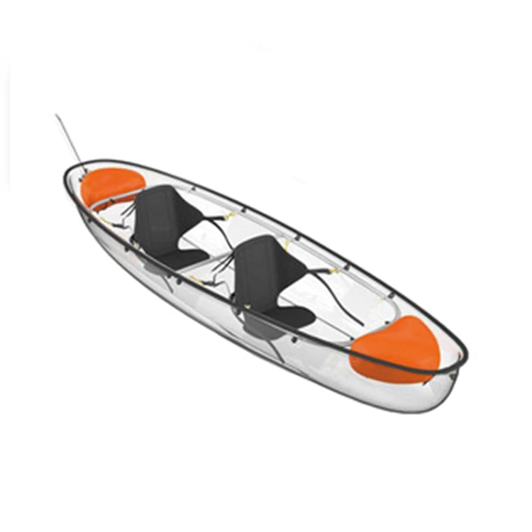 Popular 2 Person Glass Bottom Canoe See Through Transparent Kayak With Free Accessories