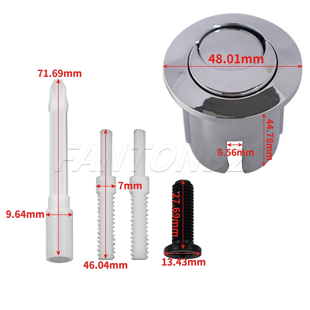 AH0001800R Compatible With ROCA Cistern D2D Dual Flush Push Button Half Moon New Style Threaded Push Rods Short Body Chrome