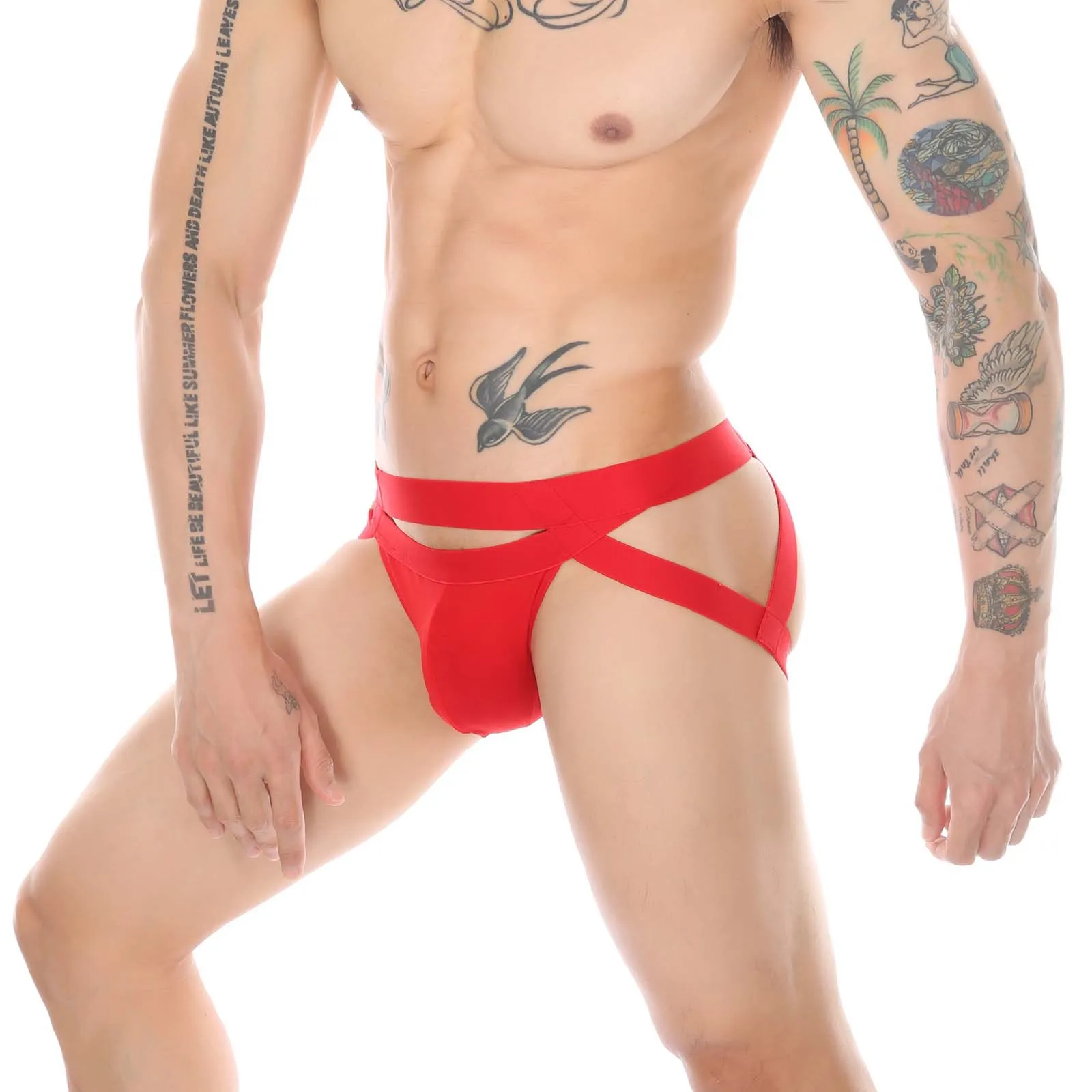 

【GWH_17】Men's Underwear Elasticity Waistband Thong Underwear Metal Ring Sexy Hollow Underpants