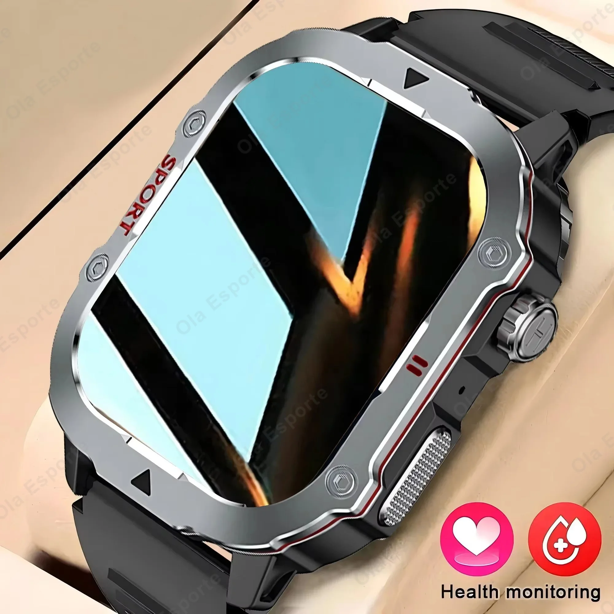 2024 New Military Smart Watch Men Waterproof Outdoor Sports Fitness Tracker Health Monitor 2.19