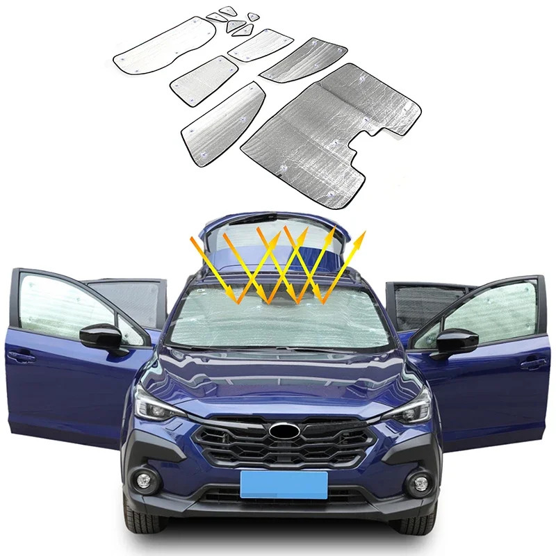 

For Subaru Crosstrek 2024 Aluminum Foil Silver Car Front Windshield Anti-UV Sunshade Full Window Glass Sunshade Car Accessories