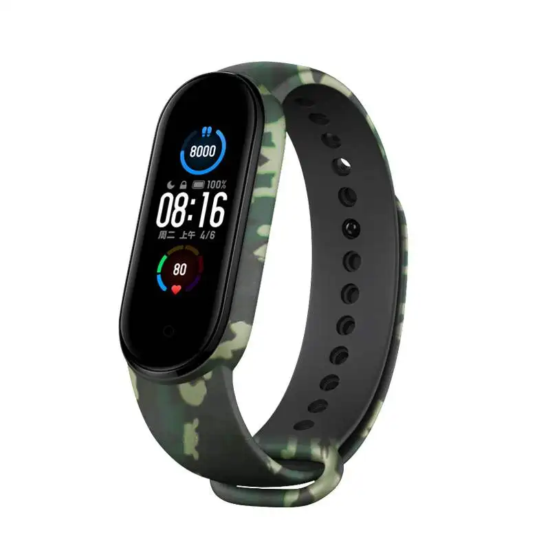 Camouflage Strap for Xiaomi Mi Band 6 5 4 3 Bracelet Sport Silicone Strap Replacement Wristband for Miband 4 5 6 7 Smart Band