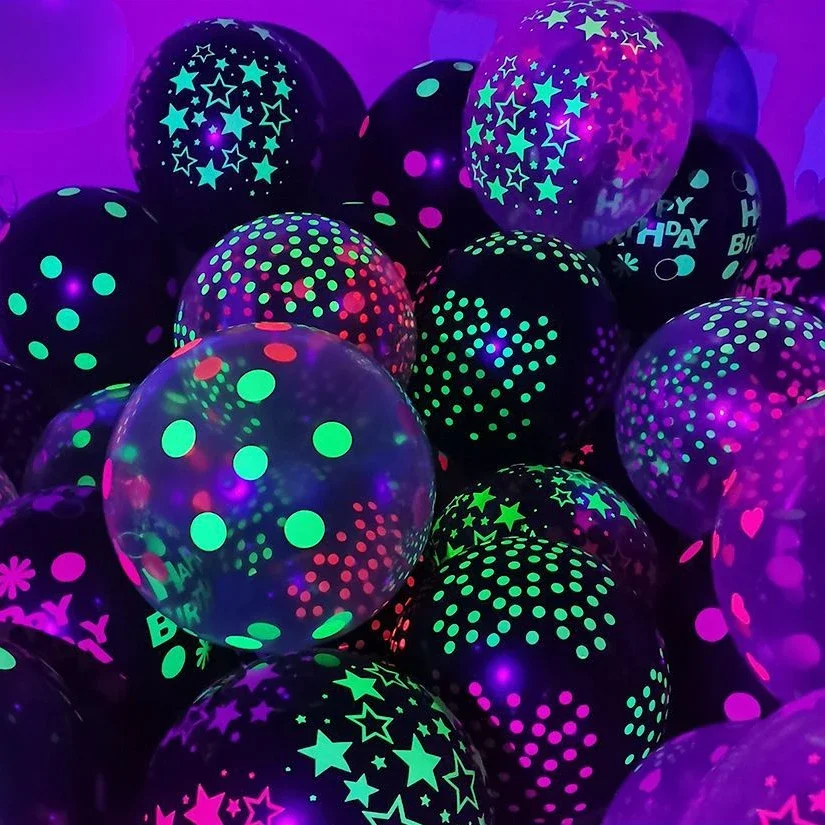 1/2/3Pcs Neon Happy Birthday Balloons 12inch UV Glow Balloons Blacklight Latex Globos Kids Baby Shower Birthday Party Decor
