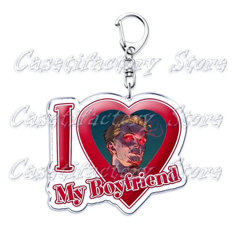 New The Boys TV I Love My Boyfriend Key Chain Keychains Homelander Billy Butcher Ring for Bag Pendant Keyring Jewelry Fans Gifts