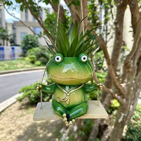 Resin Frog Hanging Planter Succulent Flower Pot Home Office Garden Yard Decor Crafts Ornament