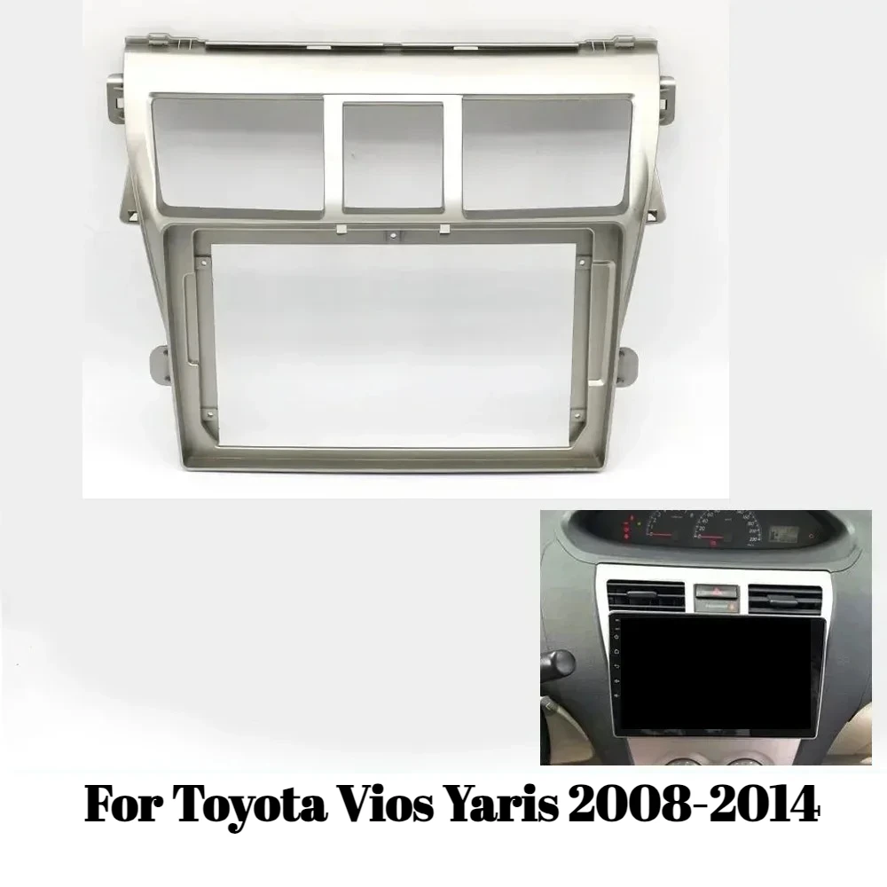 

9 Inch Car Radio Fascia Frame for Toyota Vios Yaris 2008-2014 2DIN Dash Panel Adapter Installation Trim Kit