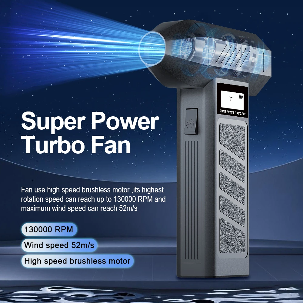 Turbo Jet Fan 2025 New Blower Tool Electric Air Duster Car Blowing Snow Portable Violent Blow Car Accessories Gears Adjustable