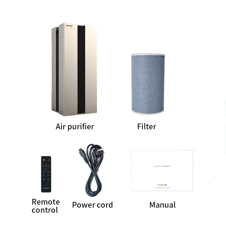 Agcen KJ750F-T02 Air Purifier Timer Temperature Sensor HEPA Filter Portable for Outdoor Hotels Garages Battery Operated