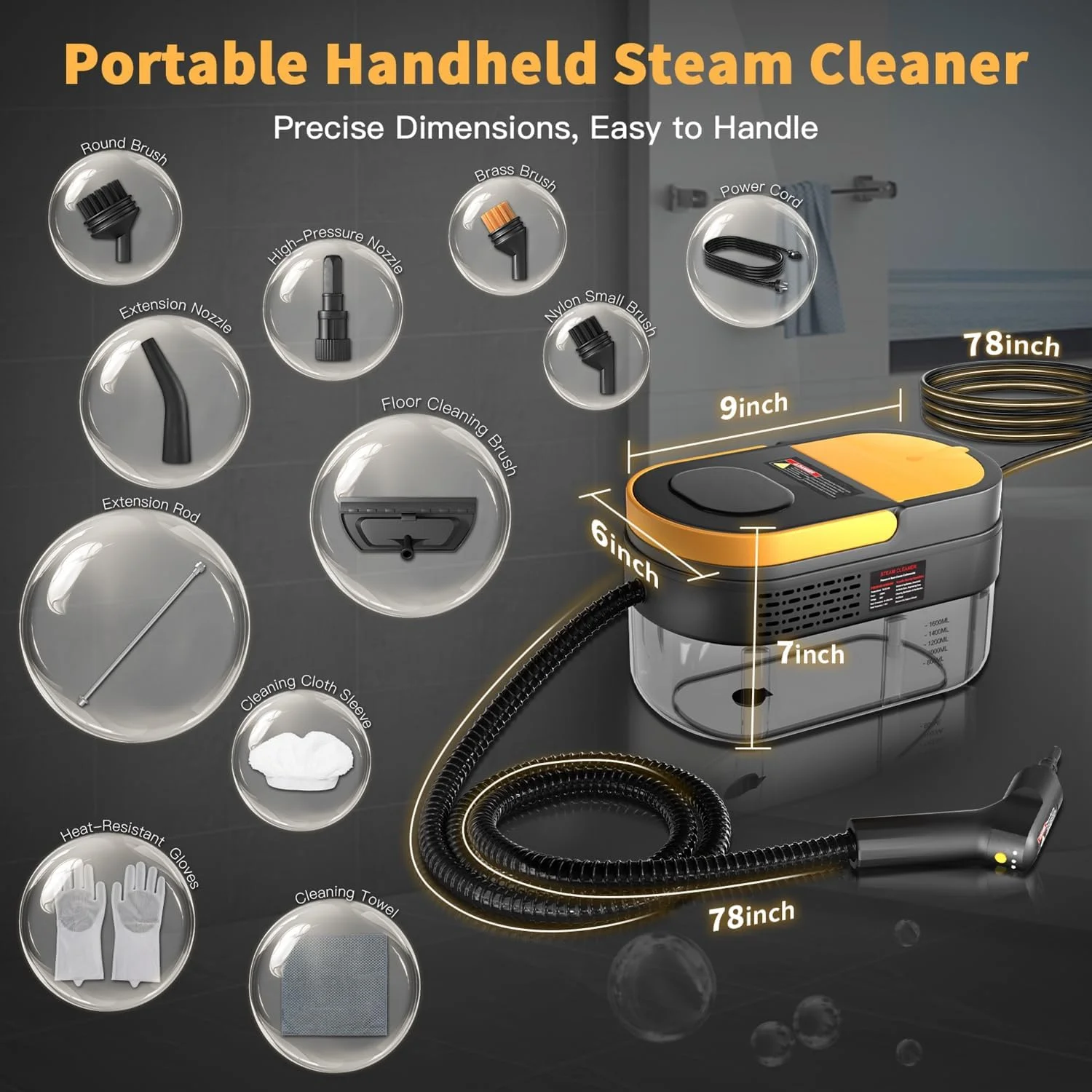 20252500W Handheld High Pressure Steam Cleaner Carpet Sofa Professional Multi Purpose Steam Cleaner for Cleaning - Image 4