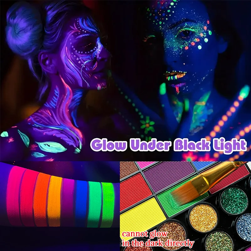 Water-Based Fluorescent Body Paint-Safe,Vibrant Colors for Face & Body Art-Quick Dry & Easy Wash Off,for Chirldren and Adult