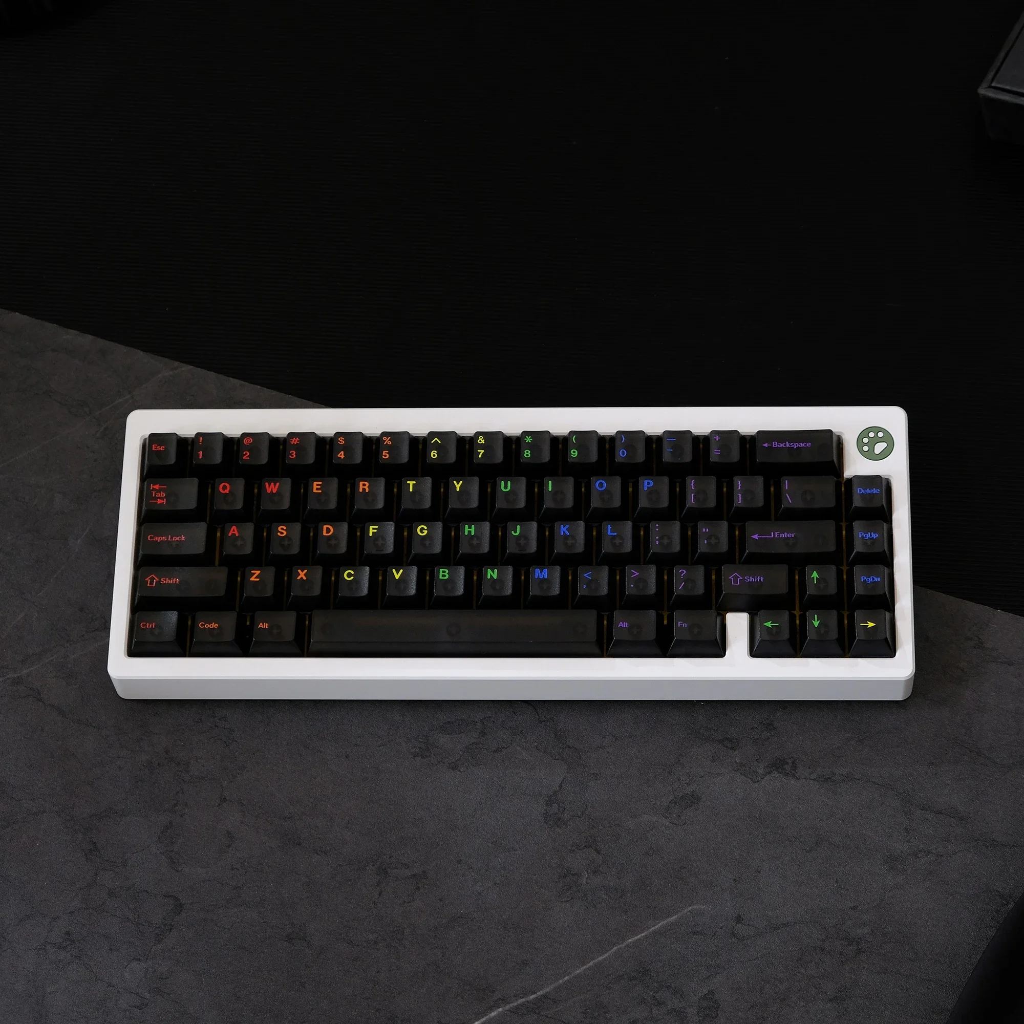 Aifei Midnight Rainbow Keycaps 122 Keys Fog Translucent Black PC UV Print for Mechanical Keyboard Mad 60he 68he Wooting Game