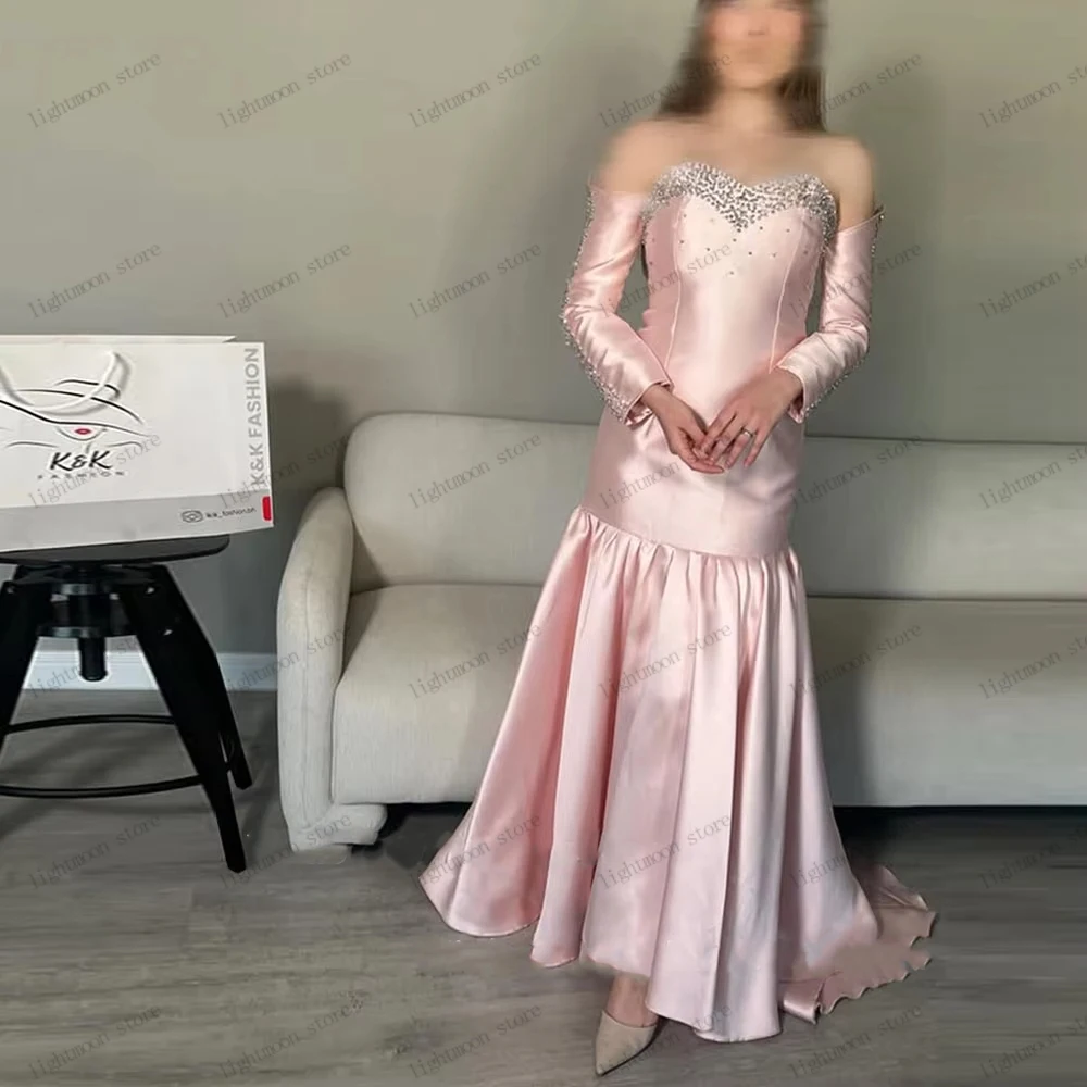 

Charming Evening Dresses Gorgeous Prom Dress Beading Appliques Robes Off The Shoulder Floor Length Customized Vestidos De Noche
