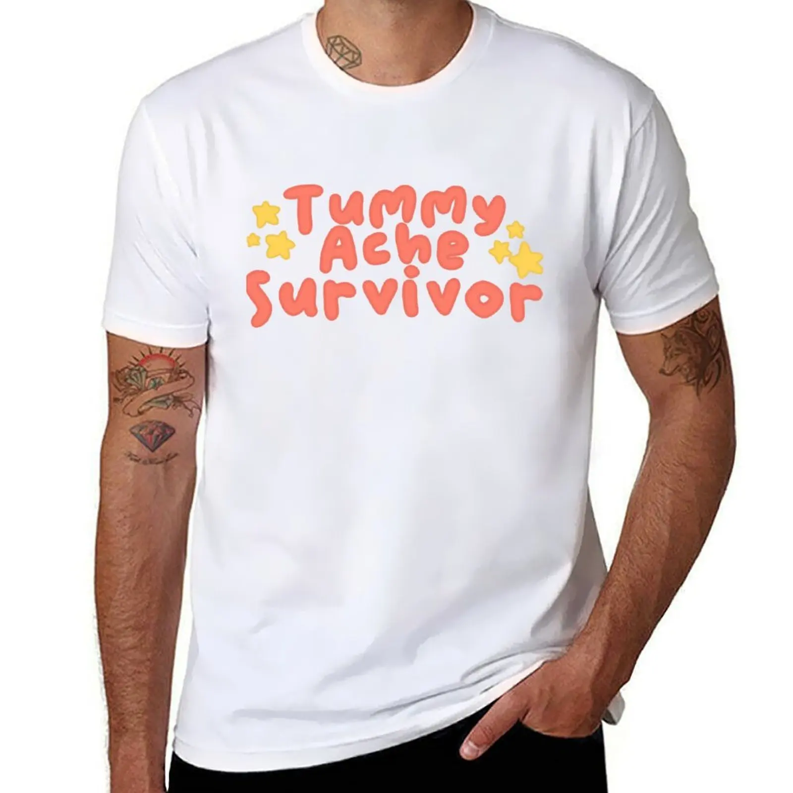 

Tummy Ache Survivor in Red T-Shirt man t shirt cotton high quality anime t shirts for man T-Shirt