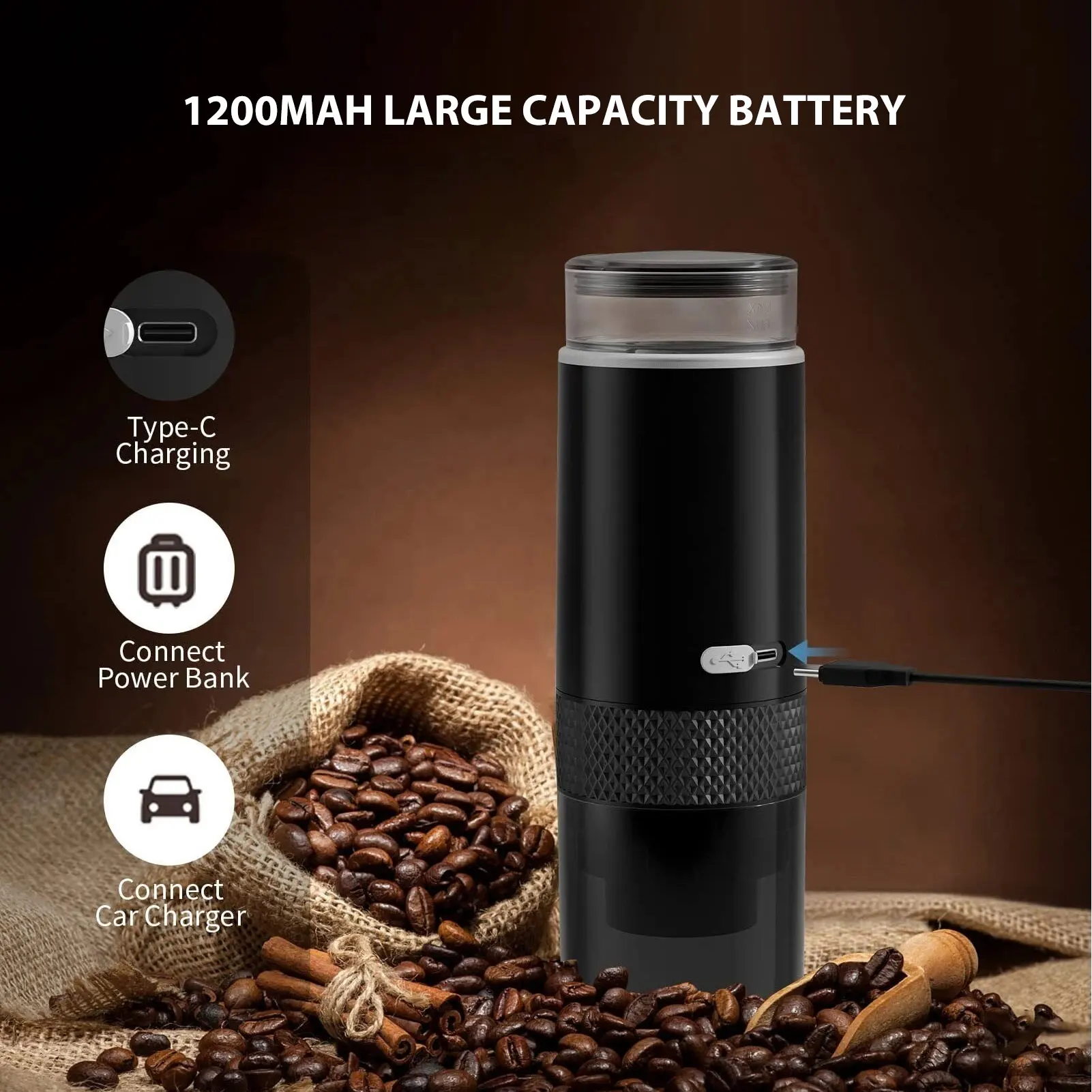 Portable Coffee Machine Compatible for K Cup Capsules Ground Coffee Handheld Coffee Maker Manually Operated for Camping Hiking