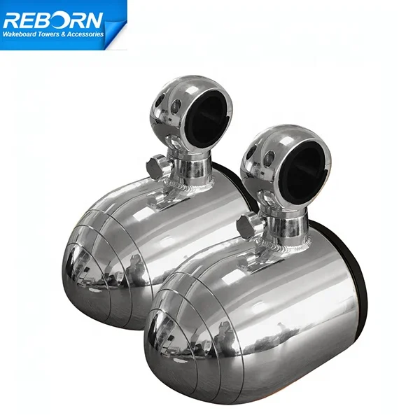 Waterproof Rotatable Boat Wakeboard Tower Speaker Polished in Pair 6 1/2in Marine Speaker