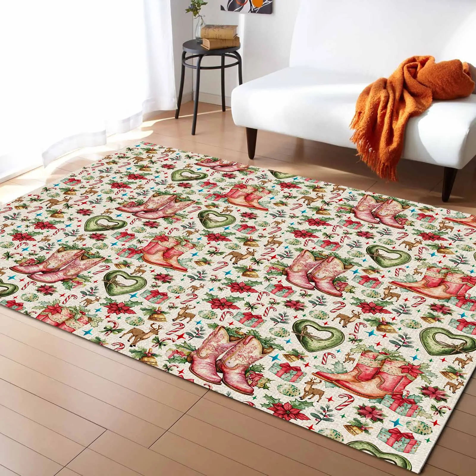 Christmas Winter Boots Plant Gift Living Room Floor Mat Children's Room Bedroom Bedside Carpet Kitchen Door Mat