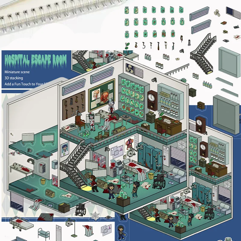 3d dos desenhos animados paisagem adesivos urso padaria mundo em miniatura 3d pequena casa descompressão diy cena mão conta adesivos