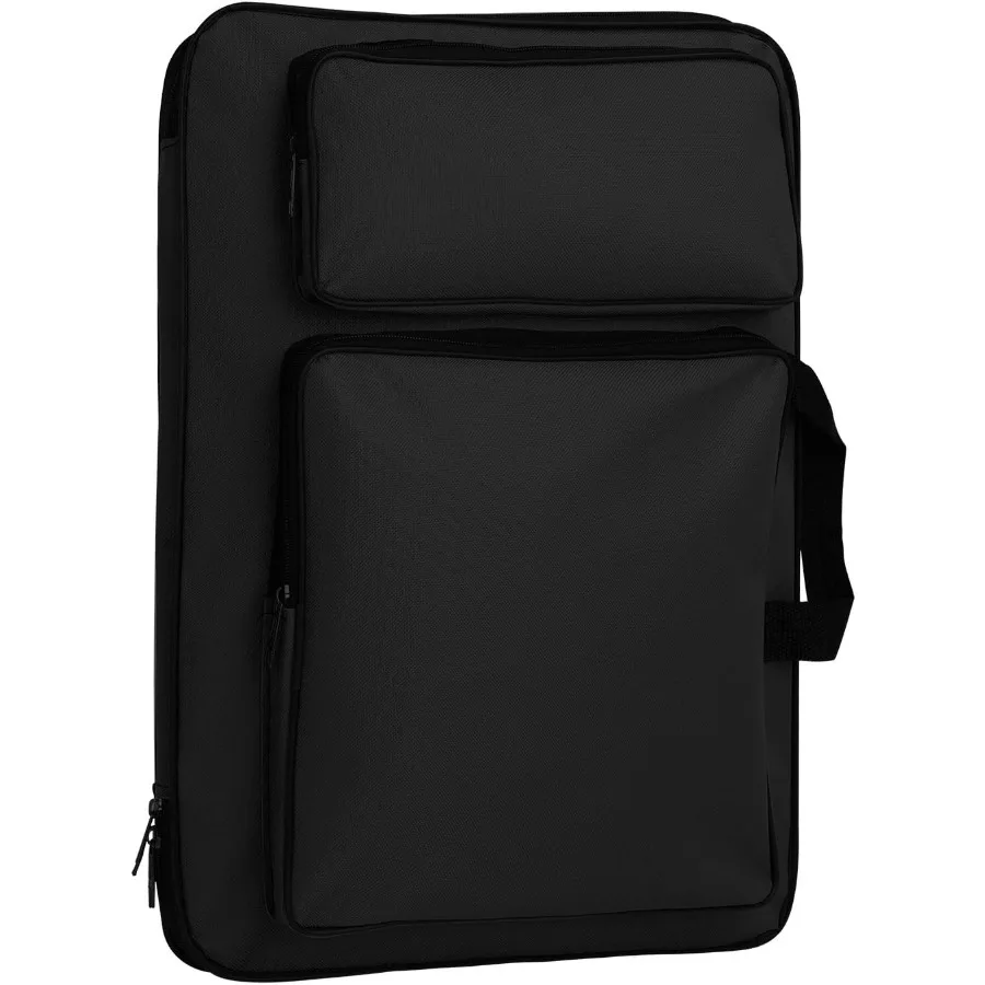 JIAHG Bolsa de transporte de portafolio de arte resistente al agua para trabajo de arte A3, bolsa portátil para tablero de dibujo con compartimentos interiores, ideal para