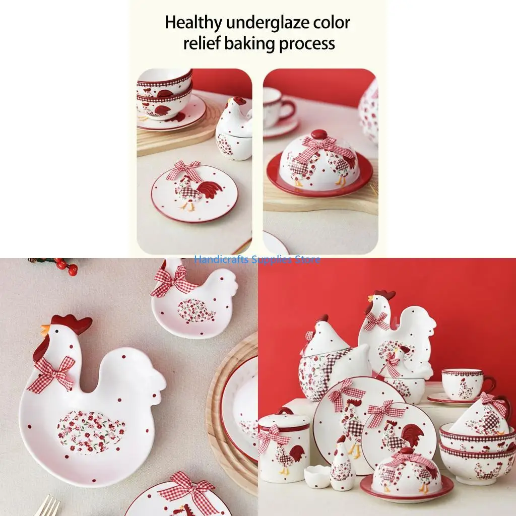R1WA Modern Farmhouse Chicken Themed Canister Cup Pot For Kitchen Countertop