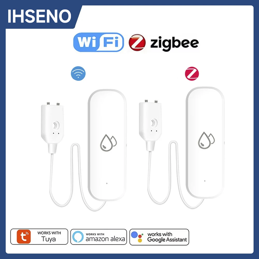 tuya alarme sensor de agua vazamento detector de inundacao vazamento smart home app controle remoto home security protection wi fi zigbee 01