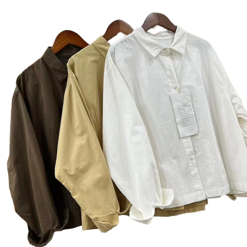 Reine Baumwolle Lange Sve irt Kragen frauen Farbe Top Atmungsaktive Casual Sle Lose Fit Herbst Neue Ankunft