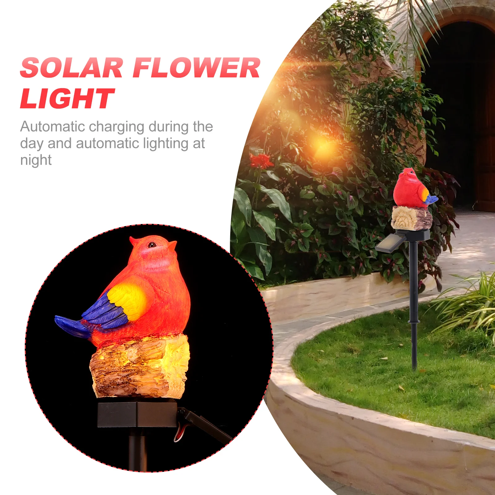 

Solar Powered Bird Shape Lamp Outdoor Waterproof Garden Light Lawn Lamp Decorative Landscape Lighting Courtyard Yard Driveway