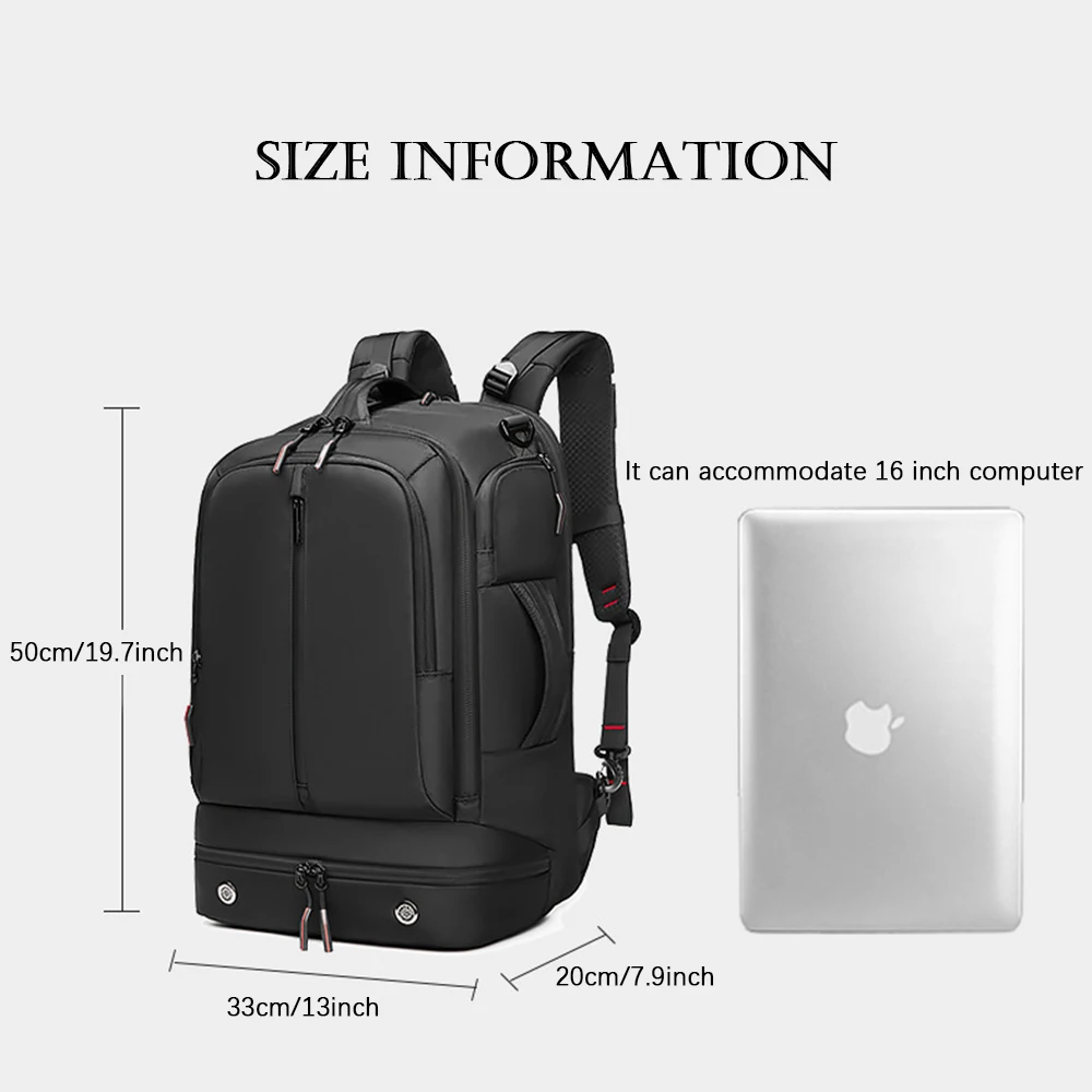 Men Larger Capacity Backpack Business Notebook Bagpack Waterproof Light Multifunctional Travel Luggage Storage Knapsack Shoe Bag