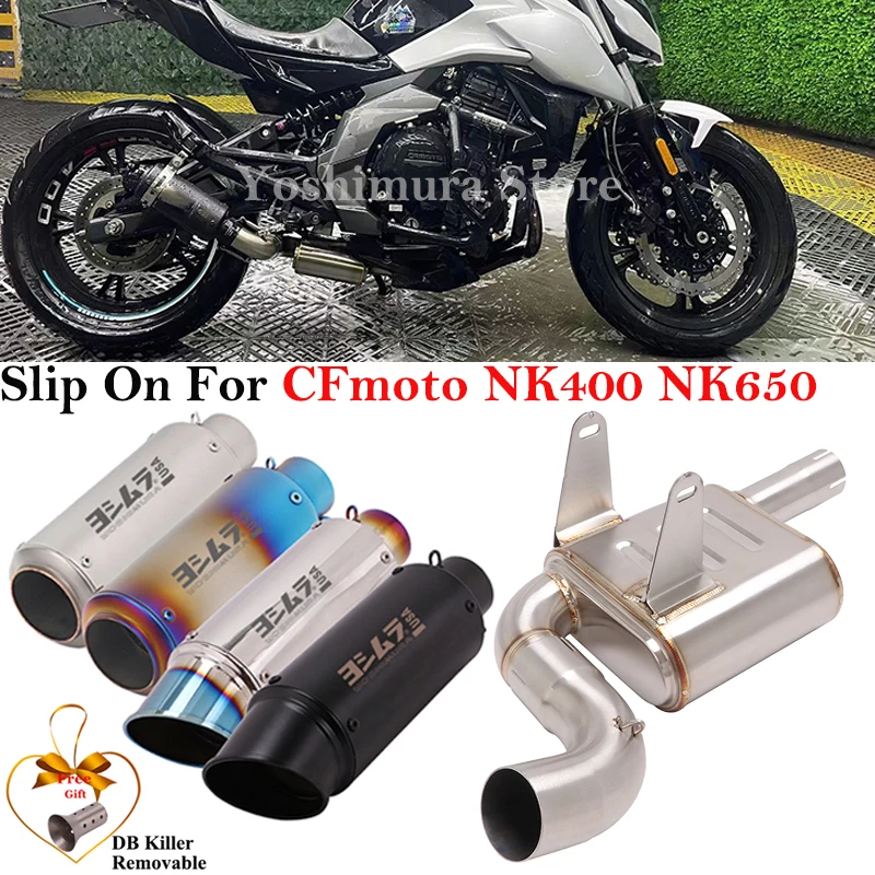 

Slip On For CFmoto NK400 NK650 Motorcycle Exhaust Systems Tube Escape Modified Middle Link Pipe Connecting Muffler DB Killer