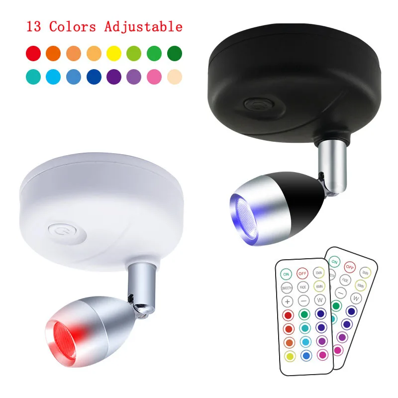 RGB Led Spot Light Dimmable Mini Spotlight Charging /Battery Model Surface Mounted Cabinet Showcase Doll House Jewelry Lamp