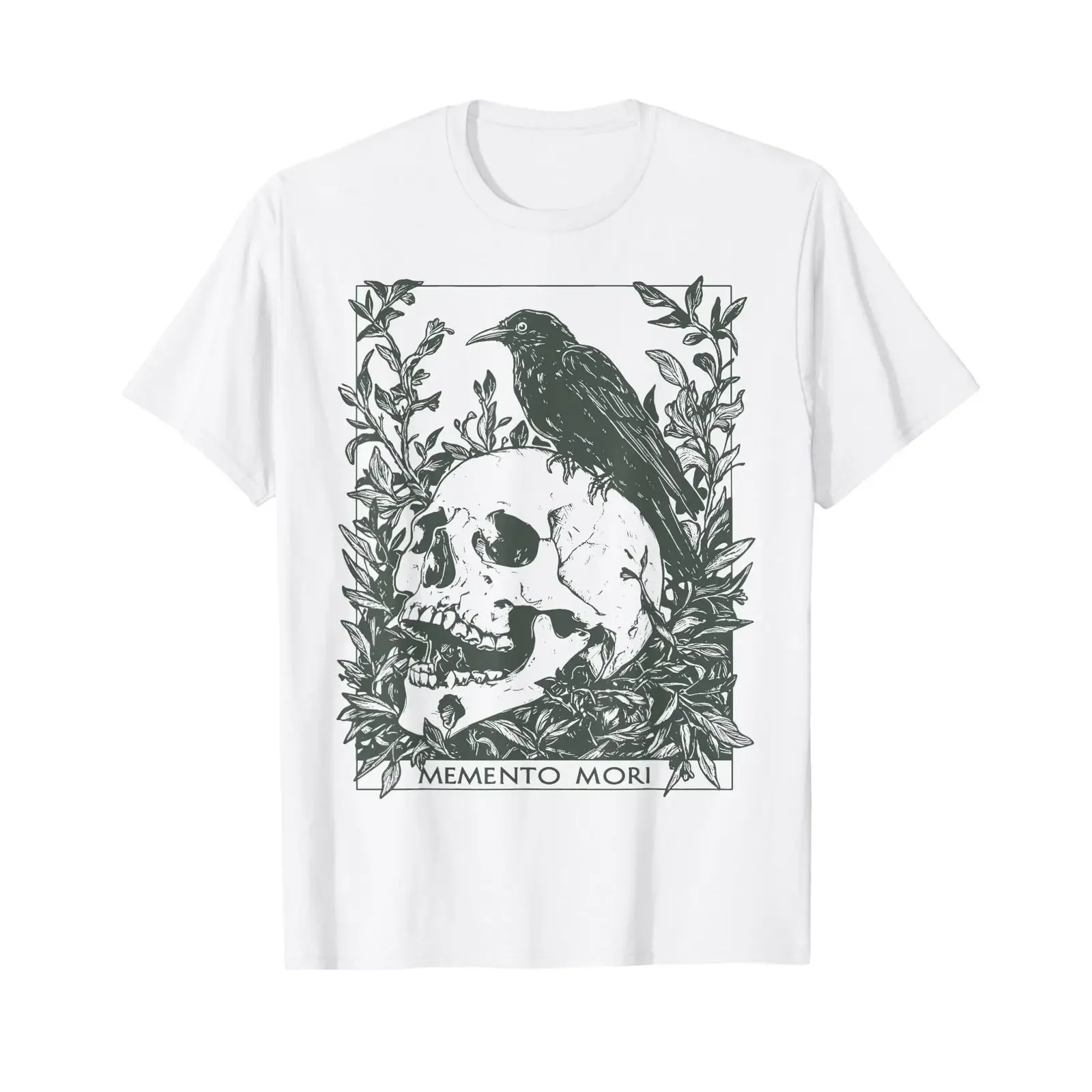Memento Mori Vanitas Goth Gothic Dark Academia Occult Skull T Shirt White vintage Washed Soft Stylish streetwear Comfortable