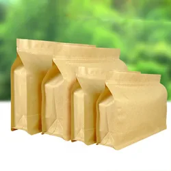 50Pcs Wide Top Kraft Paper Food Packaging Zipper Bag Side Gusset Stand Up Zip Lock Coffee Candy Dried Flower