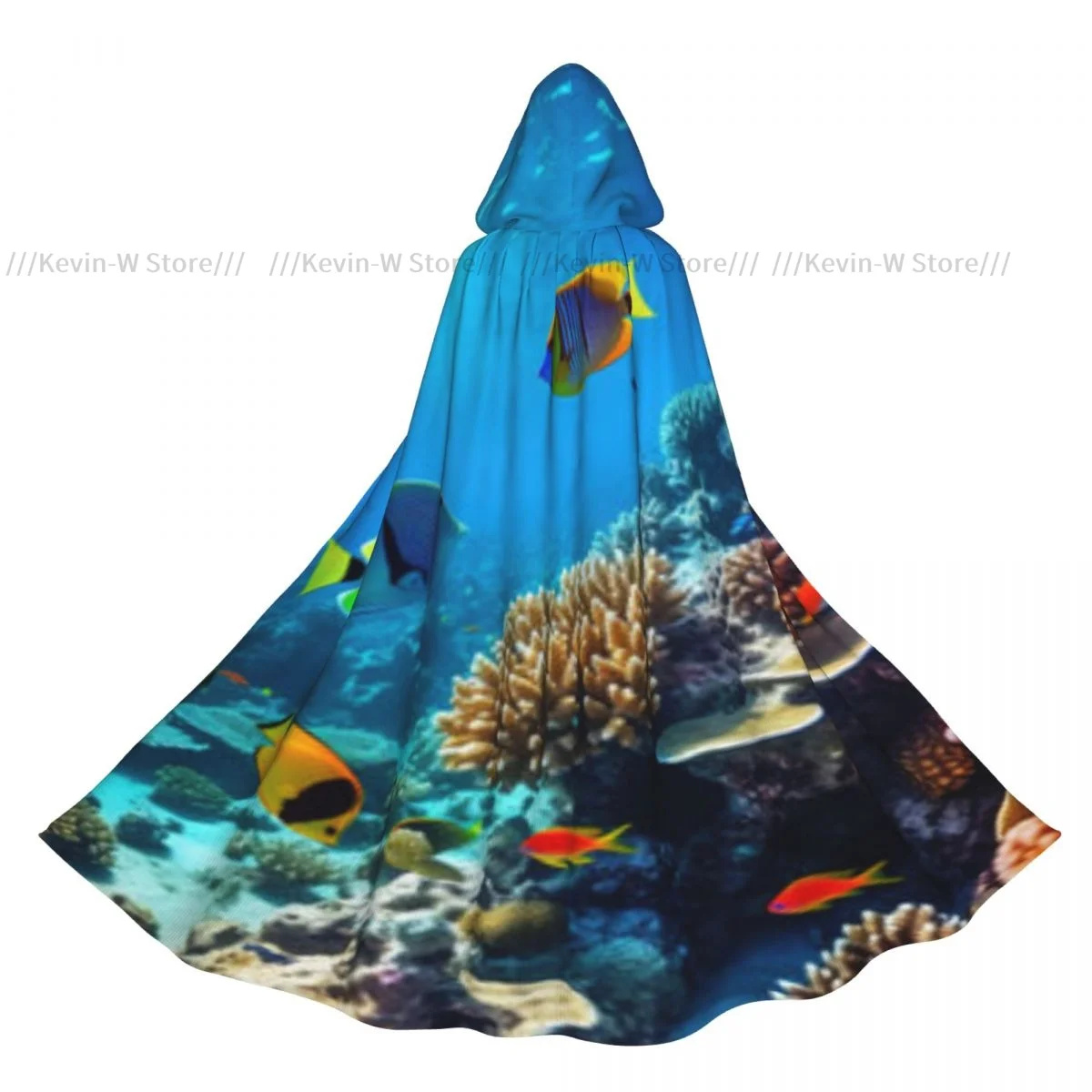 Capa larga con capucha de pez tropical y arrecife de coral, abrigo, sudaderas con capucha de otoño