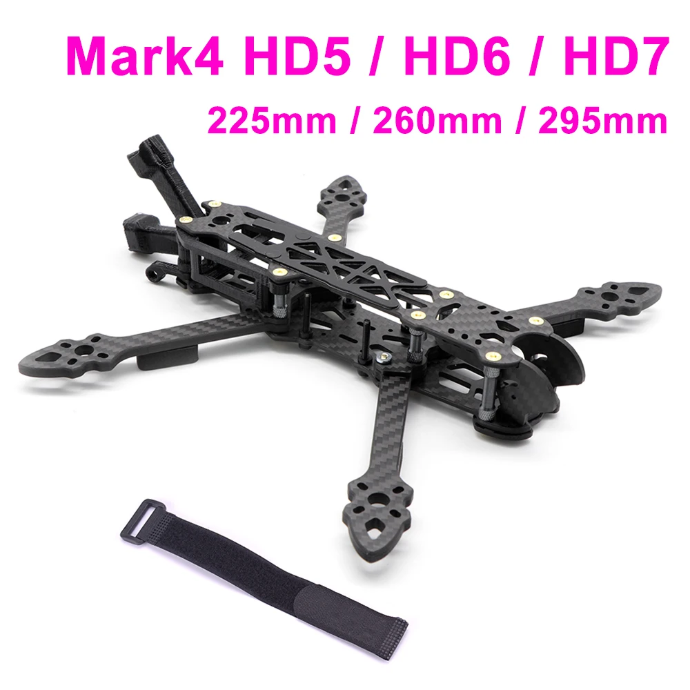 Mark4 HD5 5 inch 225mm / HD6 6inch 260mm / HD7 7inch 295mm Carbon Fiber Freestyle Quadcopter Frame Kit w/ 5mm arm Antenna Holder