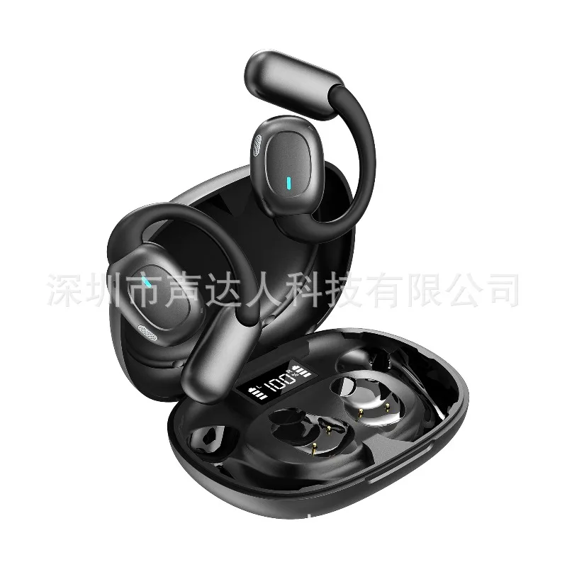 ear-hanging bone conduction noise reduction digital display bluetooth headset touch motion waterproof wireless external wear