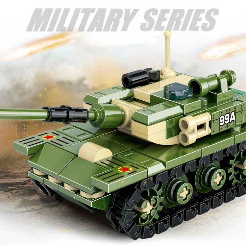 WW2 99A Army Main Battle Tank Military Building Blocks Tiger Tank Soldiers Figures Set Bricks For Kids Children Toys Gifts