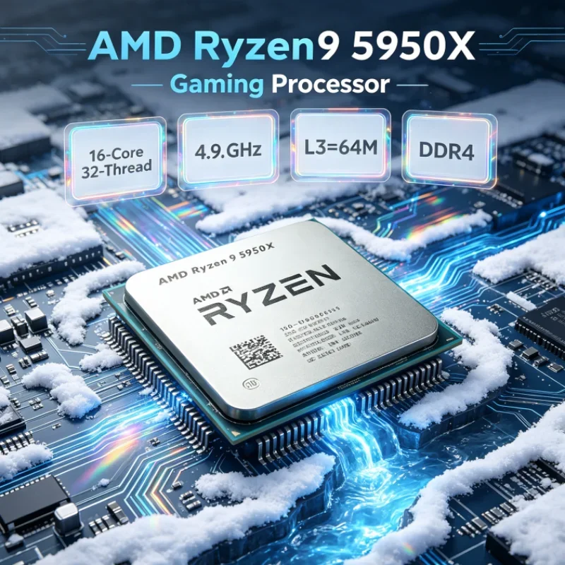 AMD Ryzen 9 5950X DDR4 UP to 4.9GHz Gaming CPU 16-Core 32-Thread 3.4 GHz 105W L3=64M but without cooler Socket AM4