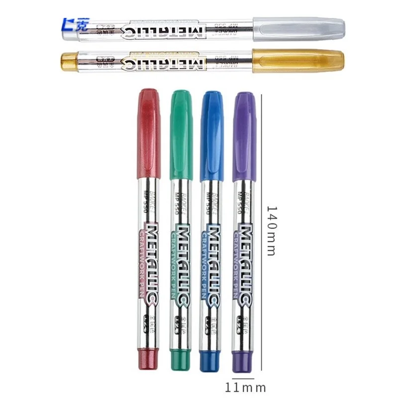 ゴールドシルバーメタリック油性マーカーペン速乾性永久塗装タイヤ CD 生地ガラス防水描画オフィス書道