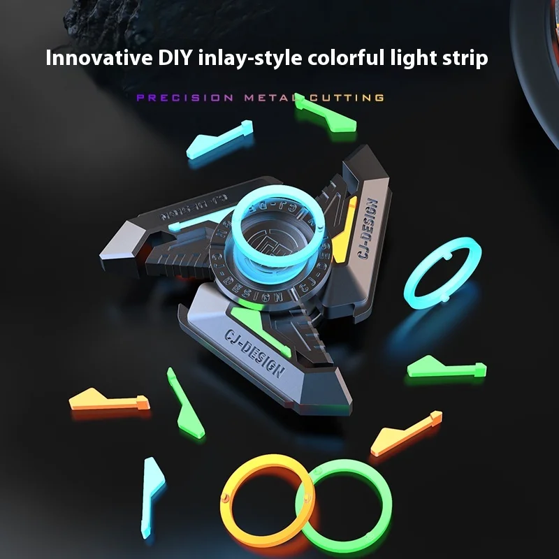 Spinner Fidget Alloy w Stylu Blade Runner Świecący Wiatraczek Palcowy Czarny Techniczny Zabawki dla Chłopców Redukujące Stres Podświetlane Dłonie