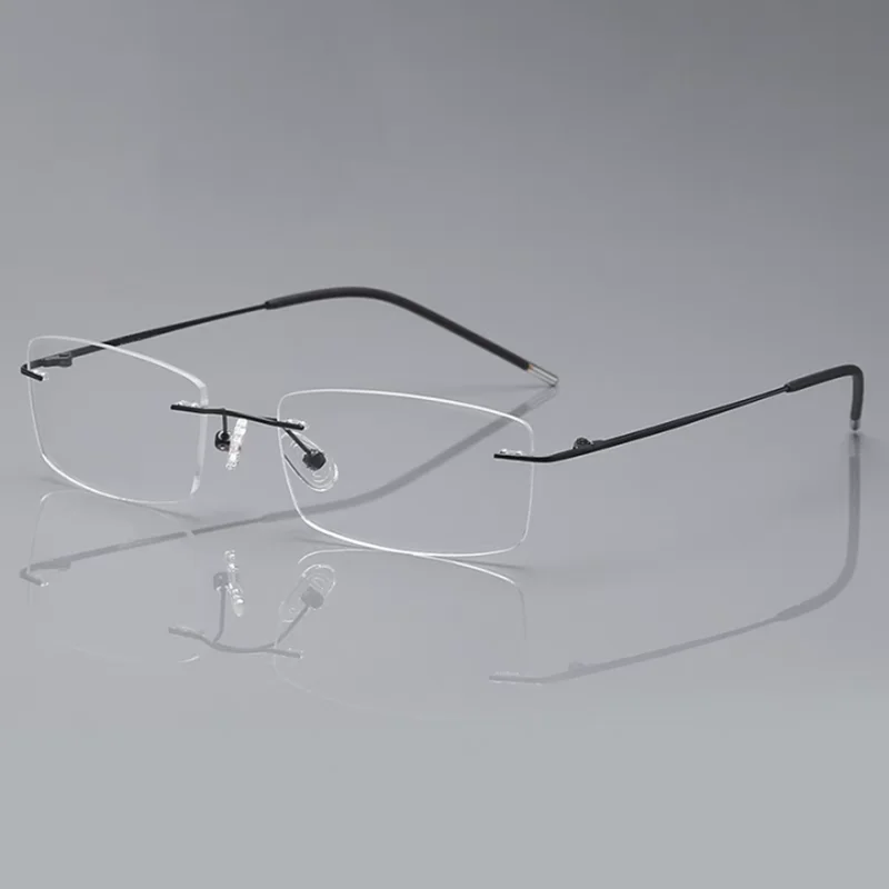 Anti Blau Licht Männer Lesebrille Speicher Titan Randlose Brille Presbyopie Brillen Rechteckige Brille Randlos