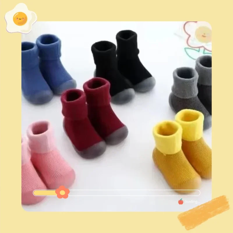Calcetines de suelo para bebé, suelas blandas antideslizantes, calcetines para bebé, zapatos gruesos de felpa para niño recién nacido, zapatos para bebé niña