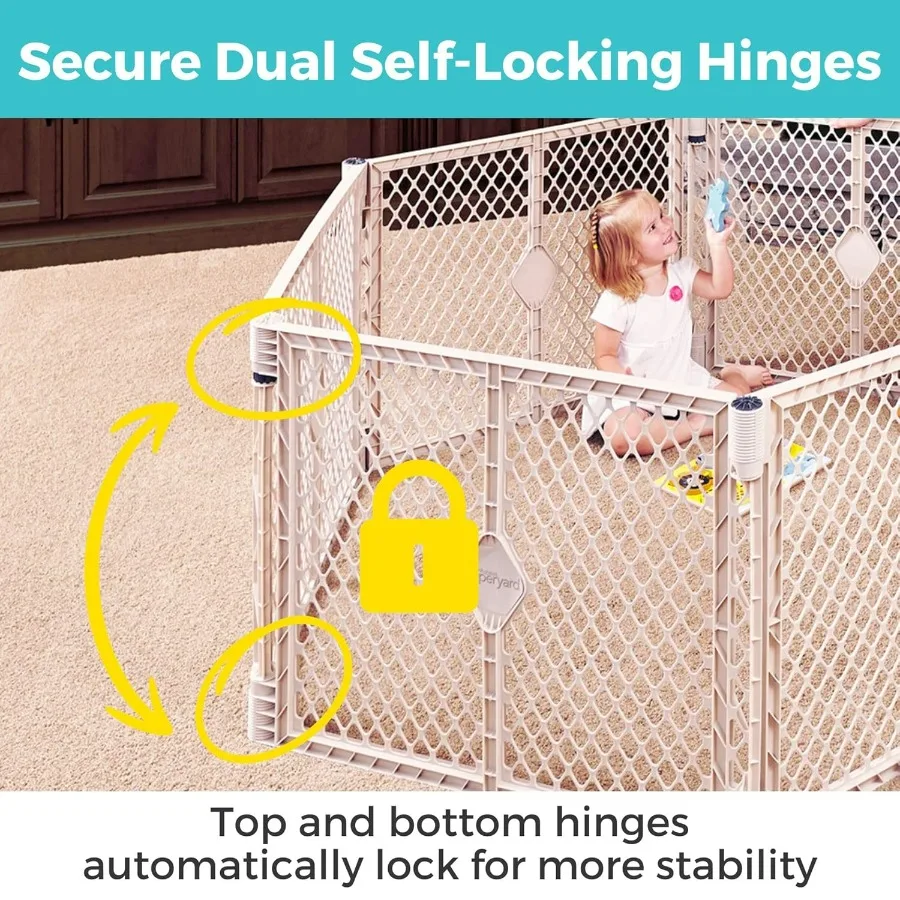 Superyard Baby Play Yard: Box indipendente per bambini a 6 pannelli per uso interno ed esterno Costruzione durevole Si prega di fino a 18,5