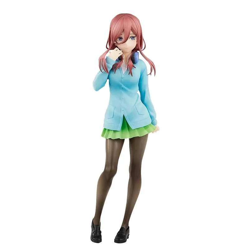 Hot Anime The Quintessential Quintuplets Figure School Uniform Pleated Skirt Standing Nakano Miku Model Static Action Toys 18cm