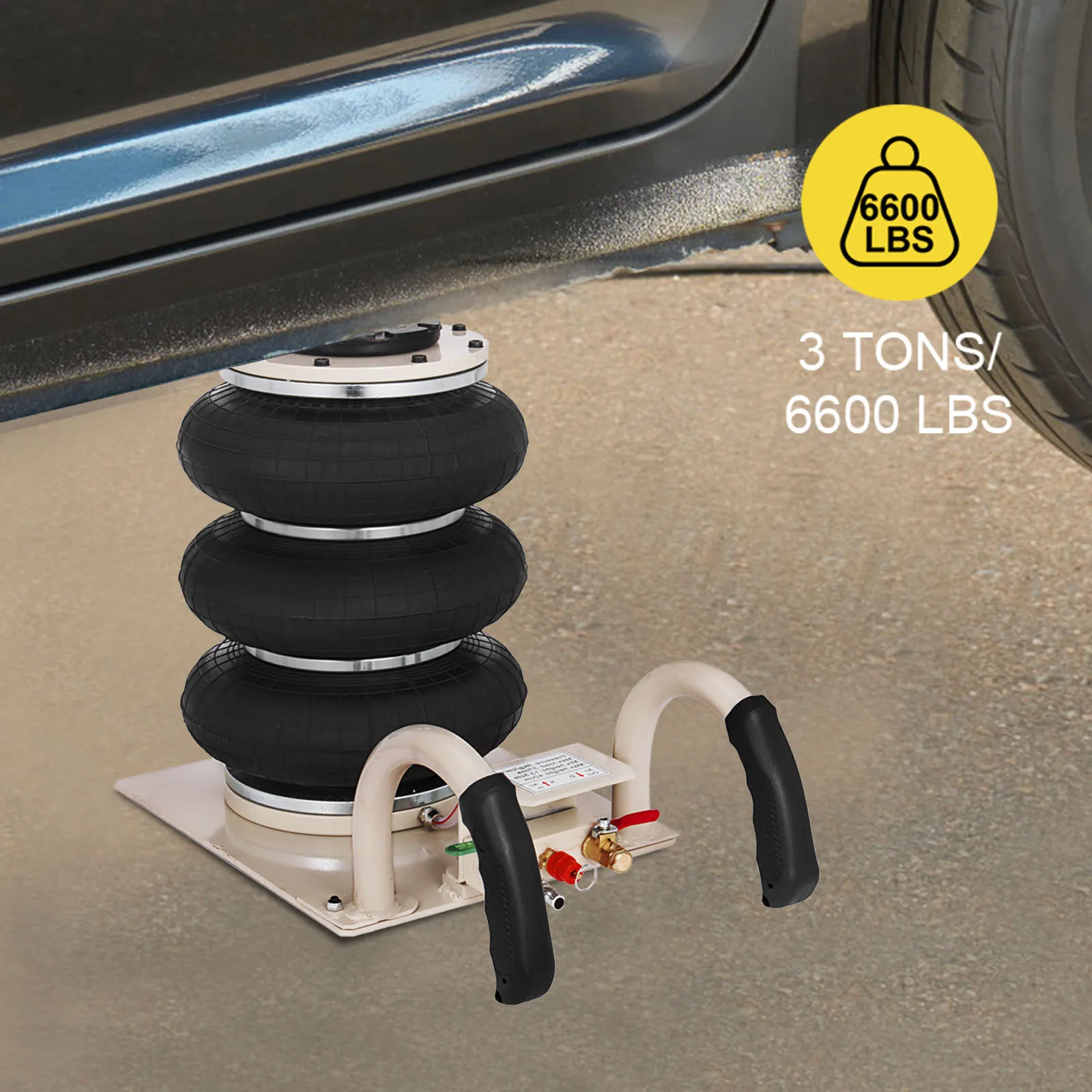 VEVOR Bolsa de Entrada de Aire 2 / 3T Entrada de Aire Salidas Hidráulicas de Entrada de Aire Triple para Automóviles Rango de Altura 13,5-40cm Salida Neumática para Automóviles SUV Todoterreno