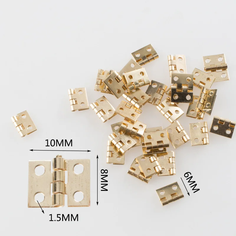 20Pcs Mini Hinge Brass Plated Small Decorative Jewelry Wooden Box Cabinet Door Hinges With Nails Hardware Decorative