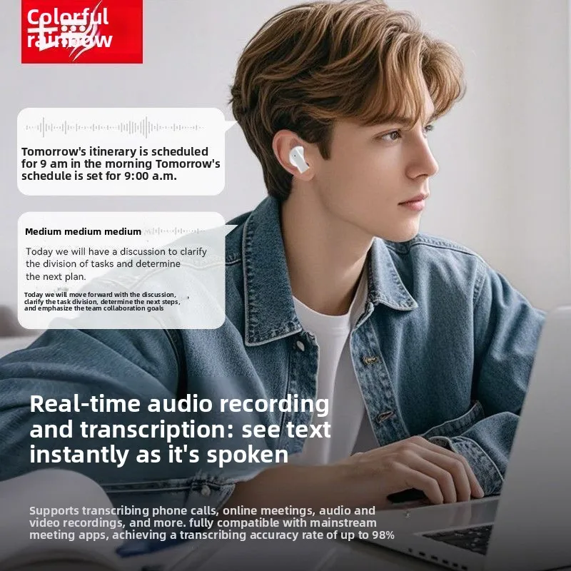 Seven Rainbow S1688Ai Smart Translation Headset Bluetooth Wireless Mini High Sound Quality Long Battery Life Noise Reduction