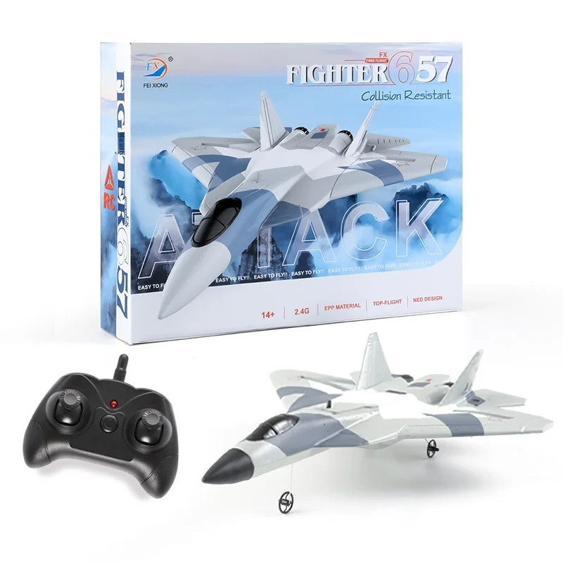 FX657 Fixed Wing Remote Control Glider Two Channel Su57 Real Foam Fighter Simulation Model Toy Festival Gift