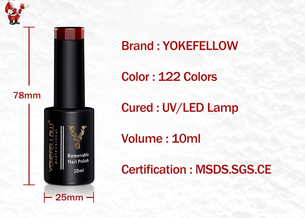 YOKEFELLOW 10 ml Gel-Nagellack, funkelnder roter Gel-Nagellack, Soak Off UV-LED-Gel-Lack, 122 Farben, Nagelkunst, Maniküre, Geschenke für Frauen – Detail 16